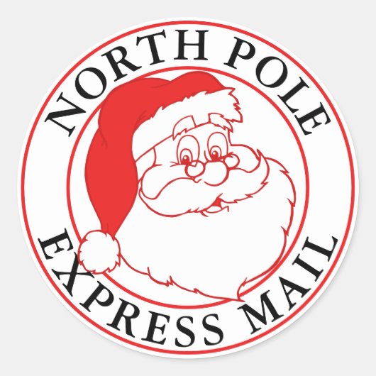 Kerstmis Noordpool Express Mail Santa Ronde Sticker (Voorkant)