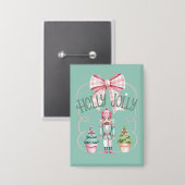 Kerstmis Notenkraker Coquette Preppy Button (Voorkant / Achterkant)