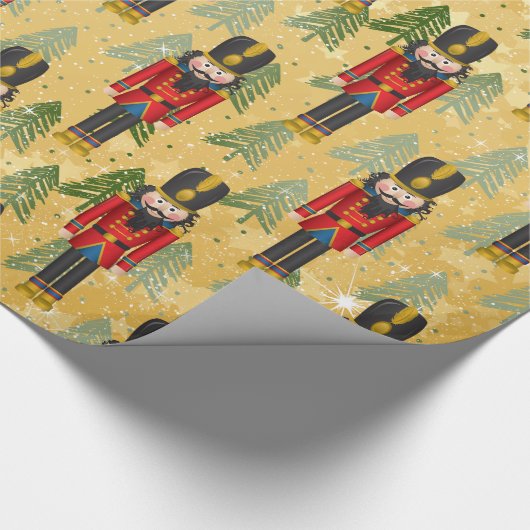 Kerstmis Nutcracker Xmas Trees Soldier Cadeaupapier (Hoek)