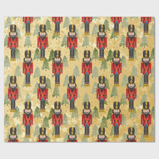 Kerstmis Nutcracker Xmas Trees Soldier Cadeaupapier (Vlak)