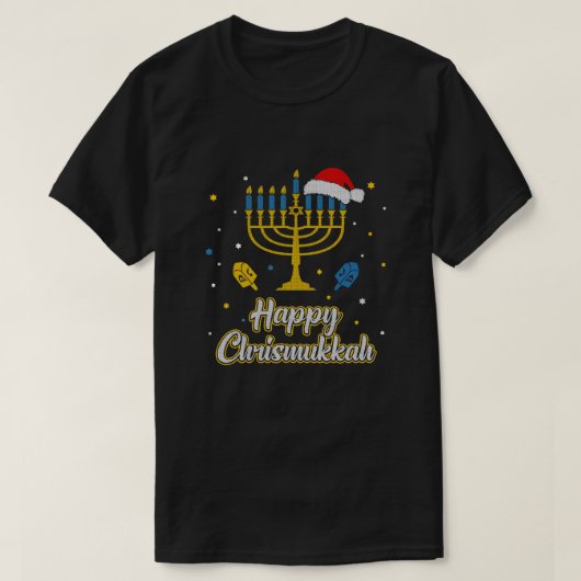 Kerstmis Oegly Hanukkah Sweater Menorah Happy Chri T-shirt (Design voorkant)
