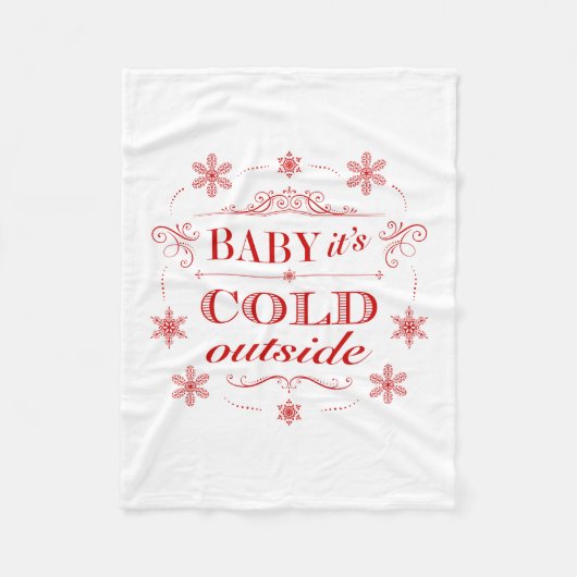 Kerstmis of Winterrood en witte sneeuwvlok Fleece Deken (Voorkant)