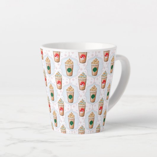 Kerstmis: Ogee Snowflake Patroon Latte Mok (Rechterhoek)