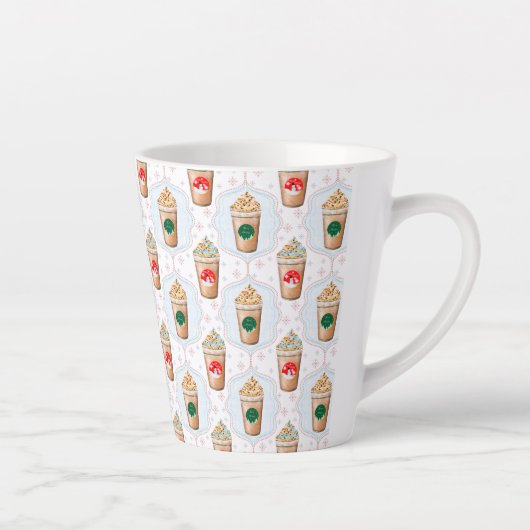 Kerstmis: Ogee Snowflake Patroon Latte Mok (Rechts)