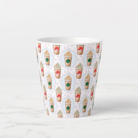 Kerstmis: Ogee Snowflake Patroon Latte Mok (Voorkant)