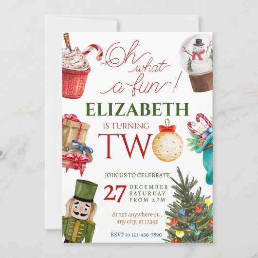 Kerstmis Oh wat leuk 2e verjaardag Kaart (Voorkant)