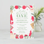 Kerstmis Oh wat leuk eerste verjaardag Kaart (Staand voorkant)