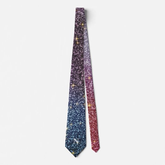 Kerstmis Ombre Glitter Dazzling Custom Monogram Stropdas (Voorkant)
