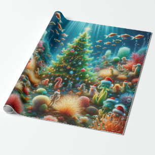 Kerstmis onder het zee cadeaupapier