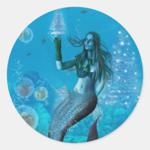 Kerstmis onder het Zee (stickers) Ronde Sticker