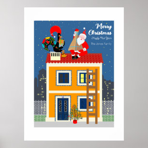 Kerstmis ontmoet de Portugese Haan Poster