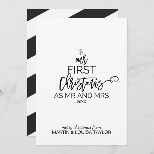 Kerstmis Onze eerste Kerstmis als Mr en Mrs. Feestdagenkaart (Voorkant / Achterkant)