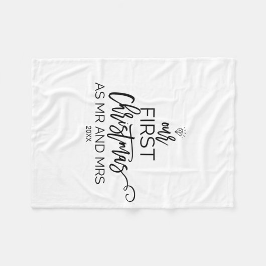 Kerstmis Onze eerste Kerstmis als Mr en Mrs. Fleece Deken (Voorkant (Horizontaal))