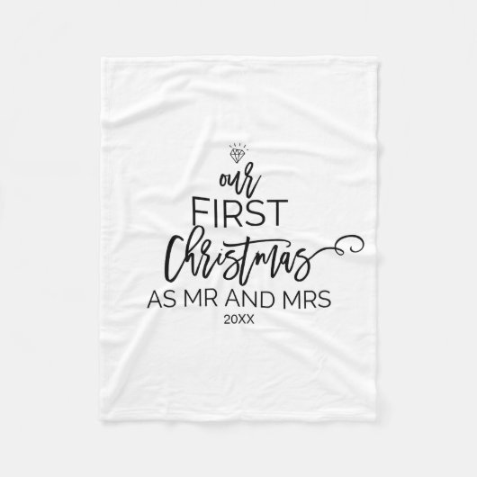 Kerstmis Onze eerste Kerstmis als Mr en Mrs. Fleece Deken (Voorkant)