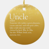 Kerstmis Oom Funcle Definitie Goud Keramisch Ornament (Achterkant)