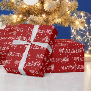 Kerstmis op AARDE-tekst en sneeuwvlokken Cadeaupapier