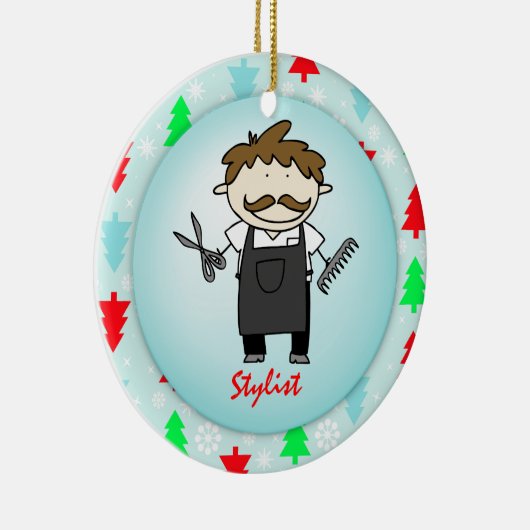 Kerstmis op bezetting mannelijke haar-stijl keramisch ornament (Rechts)