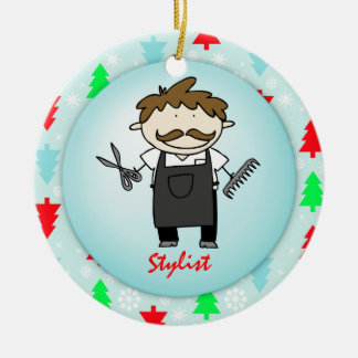 Kerstmis op bezetting mannelijke haar-stijl keramisch ornament