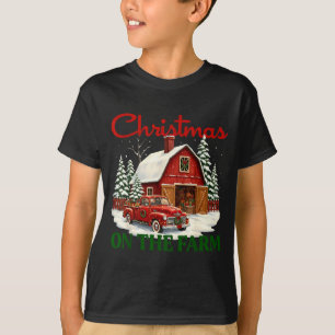 Kerstmis op de boerderij shirt vintage rode vracht