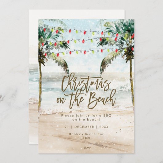 Kerstmis op de uitnodiging van het strandpartij (Voorkant / Achterkant)