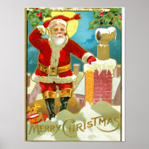 Kerstmis op een schoorsteen poster