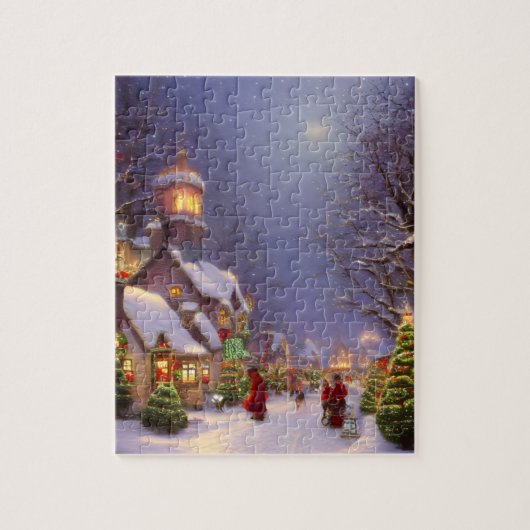 Kerstmis op een sneeuwnacht legpuzzel (Verticaal)