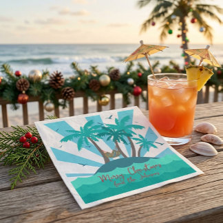 Kerstmis op een tropisch eiland met palmbomen servet