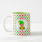 Kerstmis op groen en rood diamantsterpatroon tweekleurige koffiemok (Links)