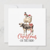 Kerstmis op het Boerderij Barnyard Animal Feestdagenkaart (Voorkant)