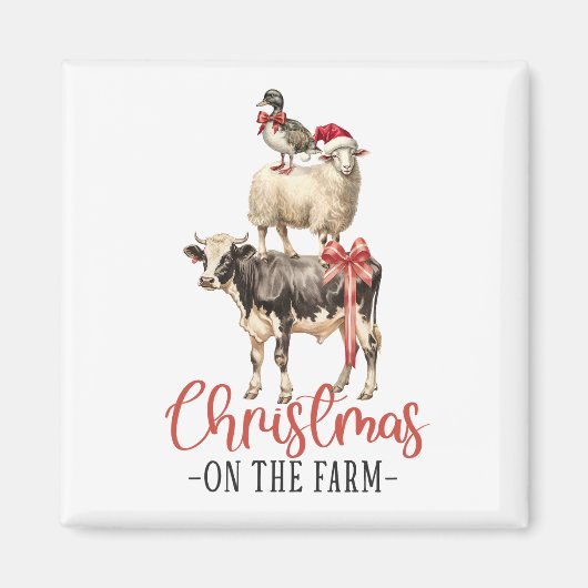 Kerstmis op het Boerderij Barnyard Animal Magneet (Voorkant)