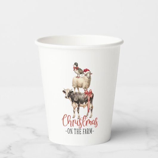 Kerstmis op het Boerderij Barnyard Animal Papieren Bekers (Achterkant)