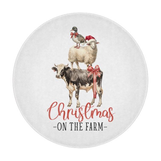Kerstmis op het Boerderij Barnyard Animal Snijplank (Voorkant)