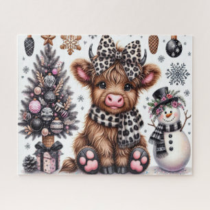 Kerstmis op het platteland Schotse Hoogland Koe Ji Legpuzzel