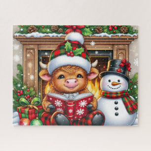 Kerstmis op het platteland Schotse Hoogland Koe Pu Legpuzzel