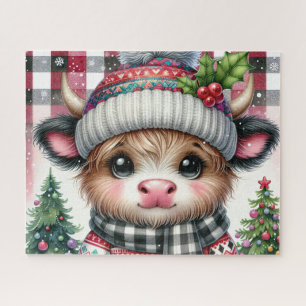 Kerstmis op het platteland Schotse Hoogland Koe Pu Legpuzzel