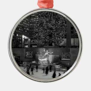 Kerstmis op het Rockefeller Center en de Ice Skate Metalen Ornament