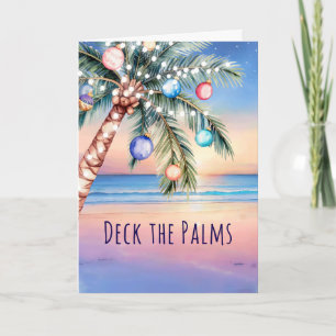 Kerstmis op het strand Deck the Palms Feestdagen Kaart