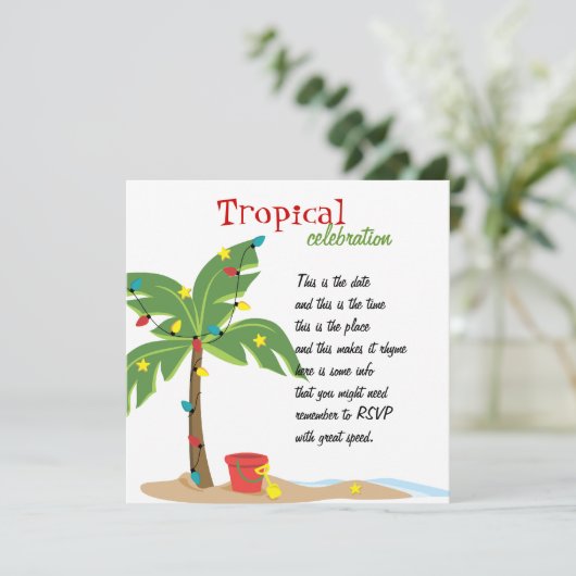 Kerstmis op het strand kaart (Staand voorkant)