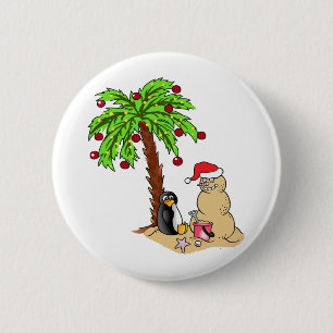 Kerstmis op het strand ronde button 5,7 cm
