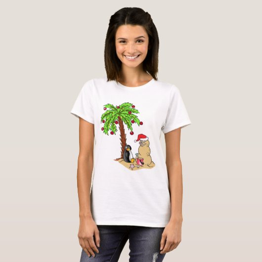 Kerstmis op het strand t-shirt (Voorkant volledig)
