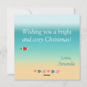 Kerstmis op het strand, vrolijk en helder feestdagenkaart (Achterkant)