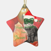 Kerstmis op kerstbal achtergrond keramisch ornament (Links)