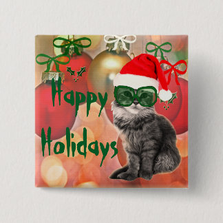 Kerstmis op kerstbal achtergrond vierkante button 5,1 cm