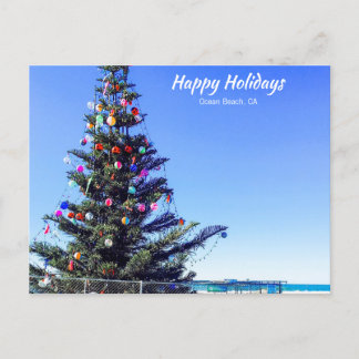Kerstmis op Ocean Beach, CA Feestdagenkaart
