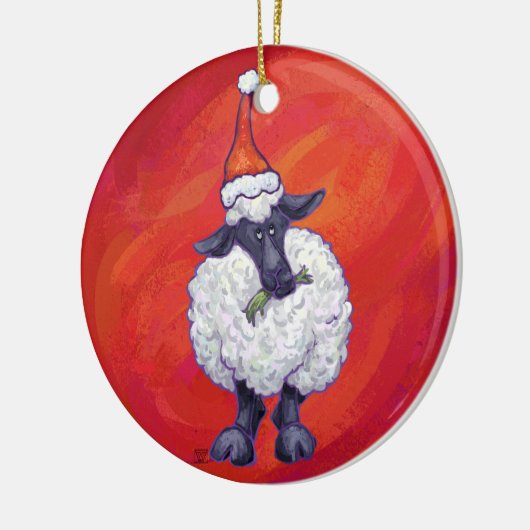 Kerstmis op rood keramisch ornament (Links)