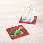 Kerstmis op rood vierkante kartonnen onderzetter (Insitu)