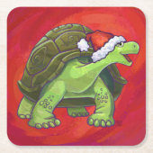 Kerstmis op rood vierkante kartonnen onderzetter (Voorkant)