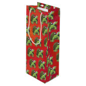 Kerstmis op rood wijn cadeautas (Voorkant Gekanteld)