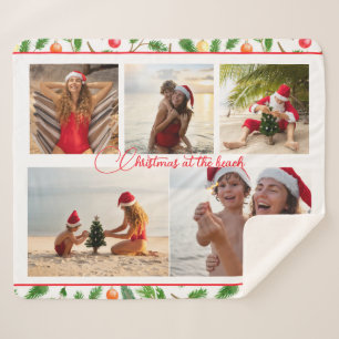 Kerstmis op strand 5 foto Collage Modern Sherpa Deken
