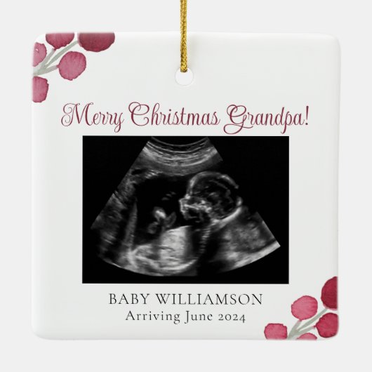Kerstmis opa zwangerschap echo keramisch ornament (Achterkant)
